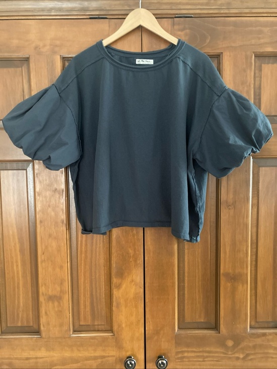 We The Free Tops - We The Free Gray Puff Sleeve Boxy oversized blouse Top women’s medium